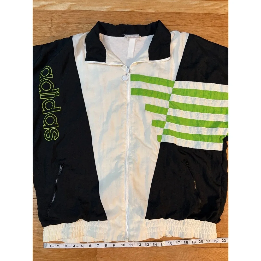 Vintage 90s Adidas EQT Windbreaker Jacket XL Black Green White Colorblock